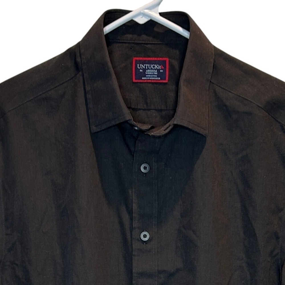 UNTUCKit Long Sleeve Wrinkle Free Black Dress Shirt Medium 100% Cotton